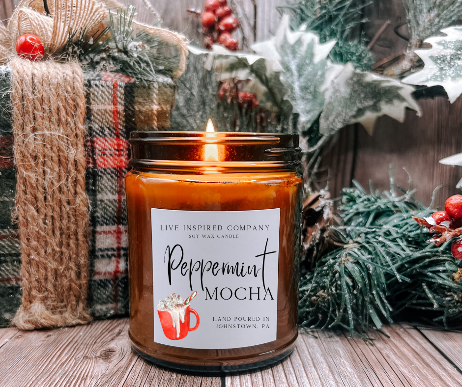 Peppermint Mocha 9 oz. Glass Candle